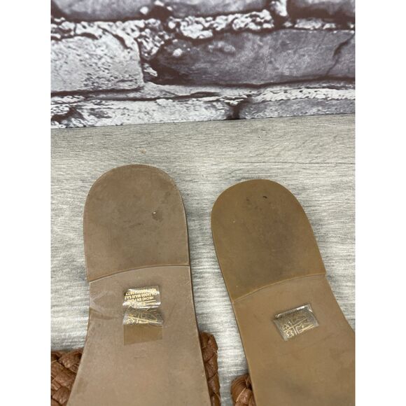 almudena miliani Brown Leather Woven Slide Sandals Women Sz 9M US/40EU - Picture 9 of 16